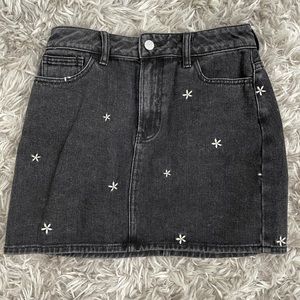 DENIM Floral Black Mini Skirt